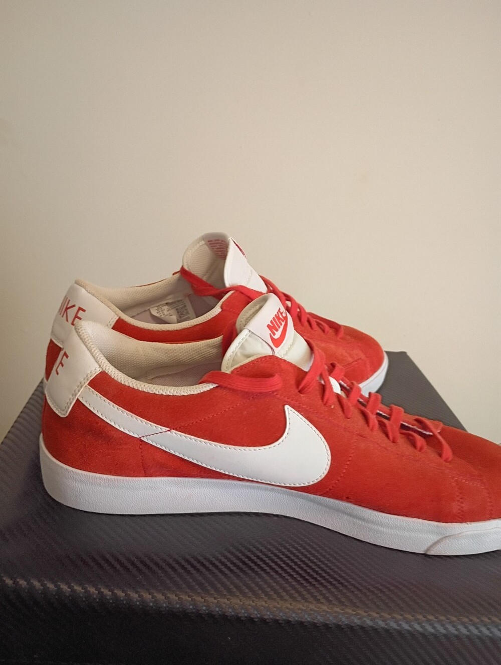Nike Dark ORANGE Suede Low-Top Sneakers with White Swoosh
